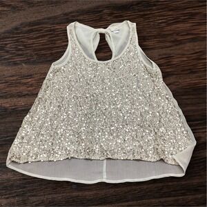 Daytrip Sequin High Low Tank Top Cream Champagne Keyhole Back BU41896 AU Small